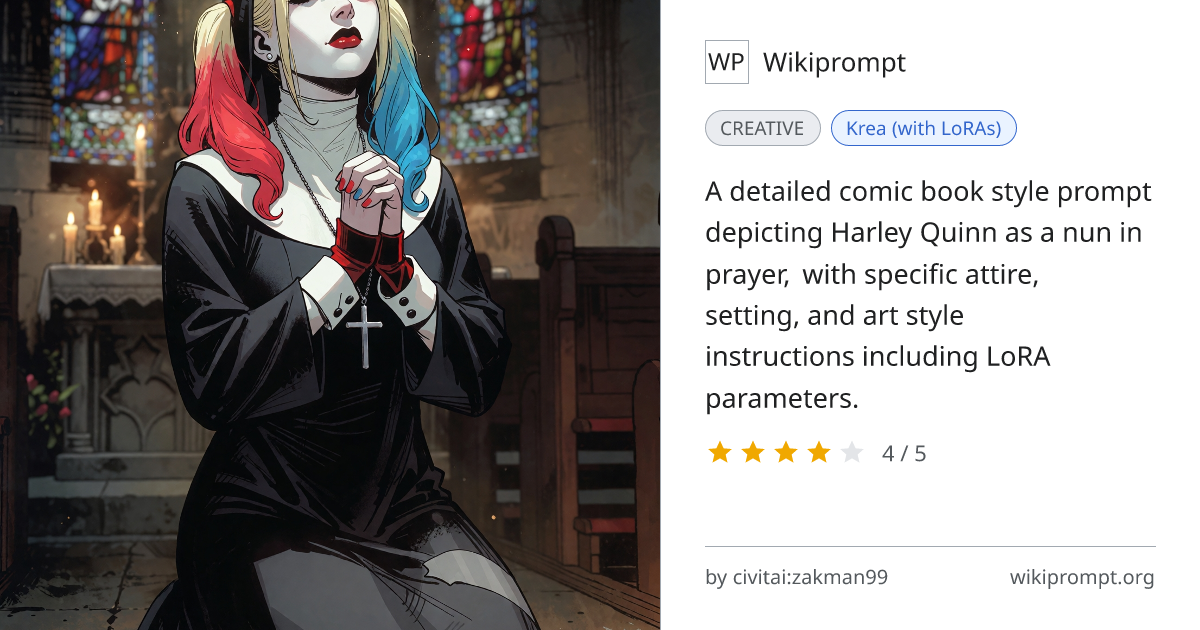 Harley Quinn Nun Comic Illustration | Wikiprompt