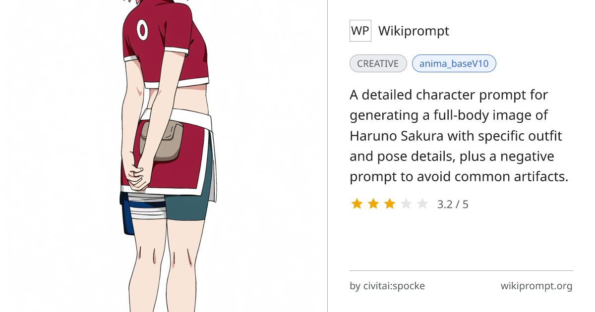 Haruno Sakura Full Body Render Prompt | Wikiprompt