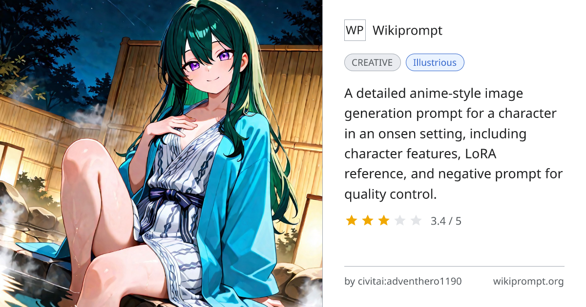 Hiiragi Kotoha Onsen Bath Anime Illustration Prompt | Wikiprompt