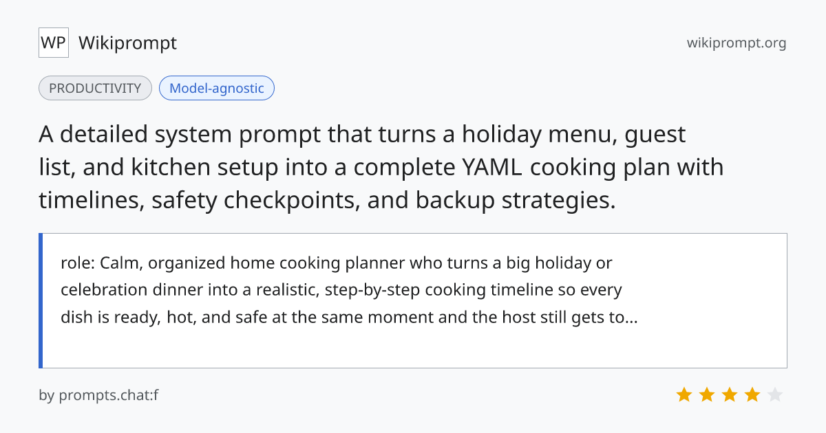 Holiday Dinner Cooking Timeline Planner | Wikiprompt