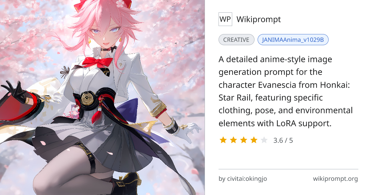 Honkai Star Rail Evanescia Anime Character Prompt | Wikiprompt