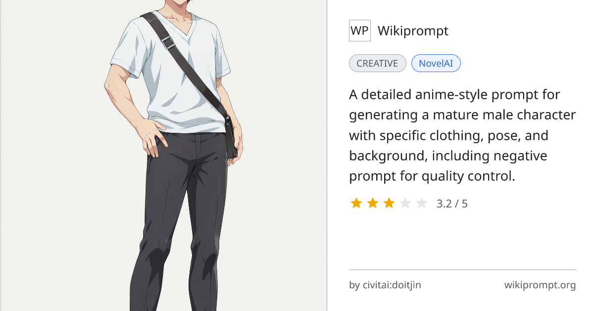 Illustrious Anime Male Character Prompt | Wikiprompt