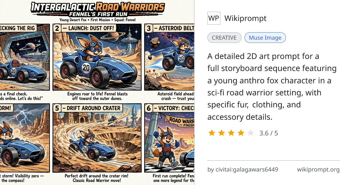 InterGalactic Road Warriors Storyboard Character Prompt | Wikiprompt
