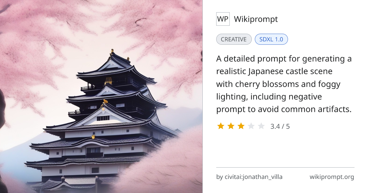 Japanese Castle with Cherry Blossoms | Wikiprompt