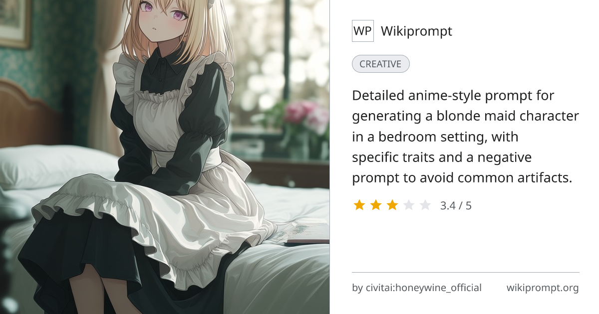 Japanese maid anime character prompt | Wikiprompt