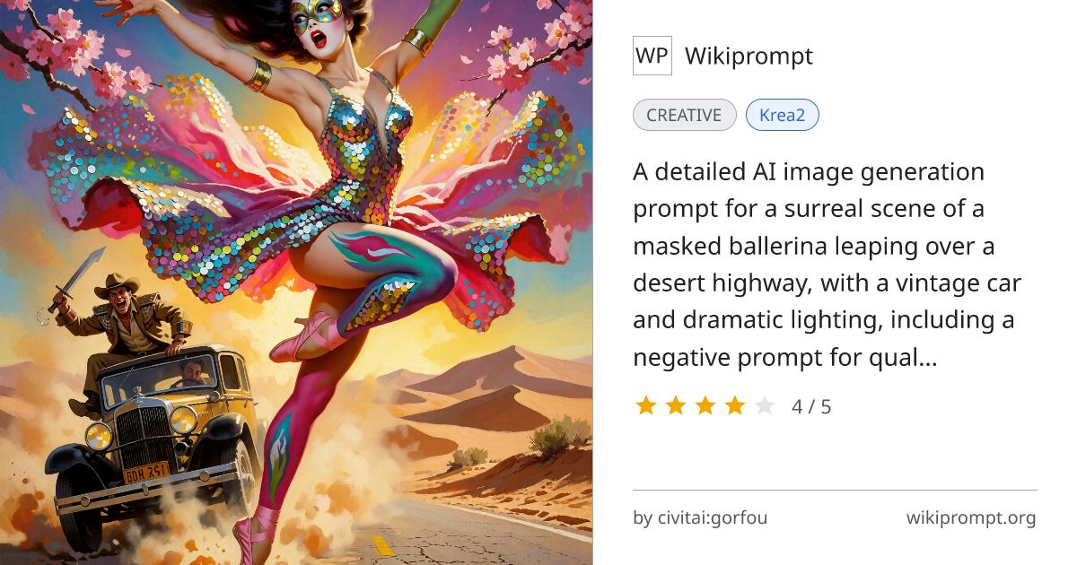 Japanese Masked Ballerina Desert Leap | Wikiprompt