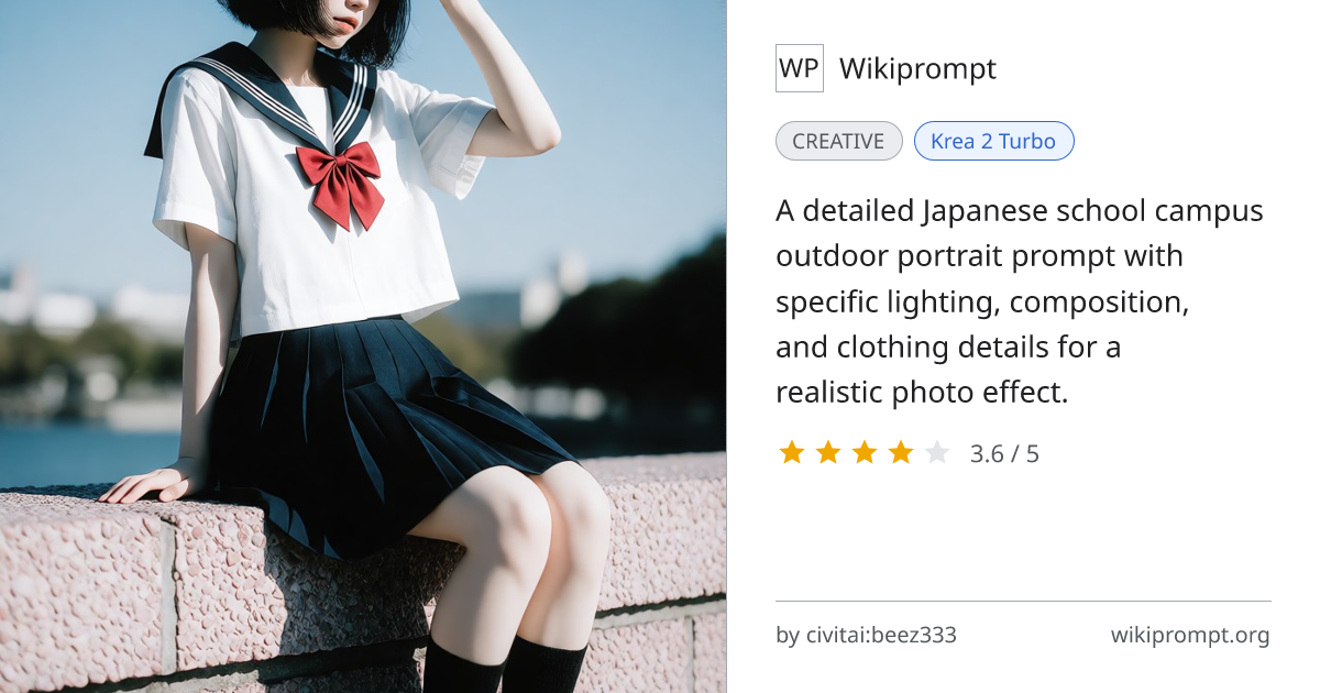 Japanese school campus outdoor portrait with sailor uniform | Wikiprompt
