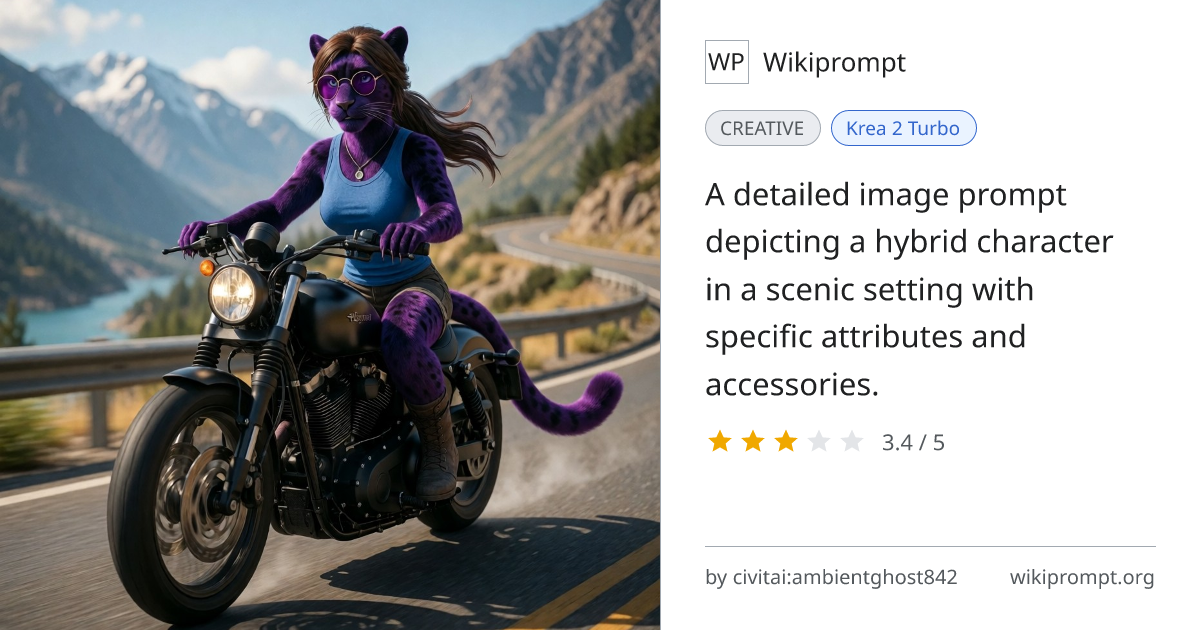 Lara Croft as black panther on motorcycle in Chile | Wikiprompt