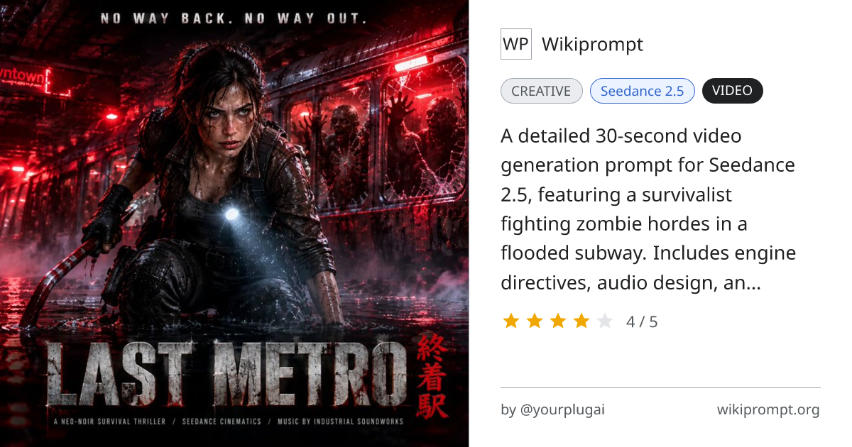LAST METRO - Zombie Subway Survival Action Sequence | Wikiprompt