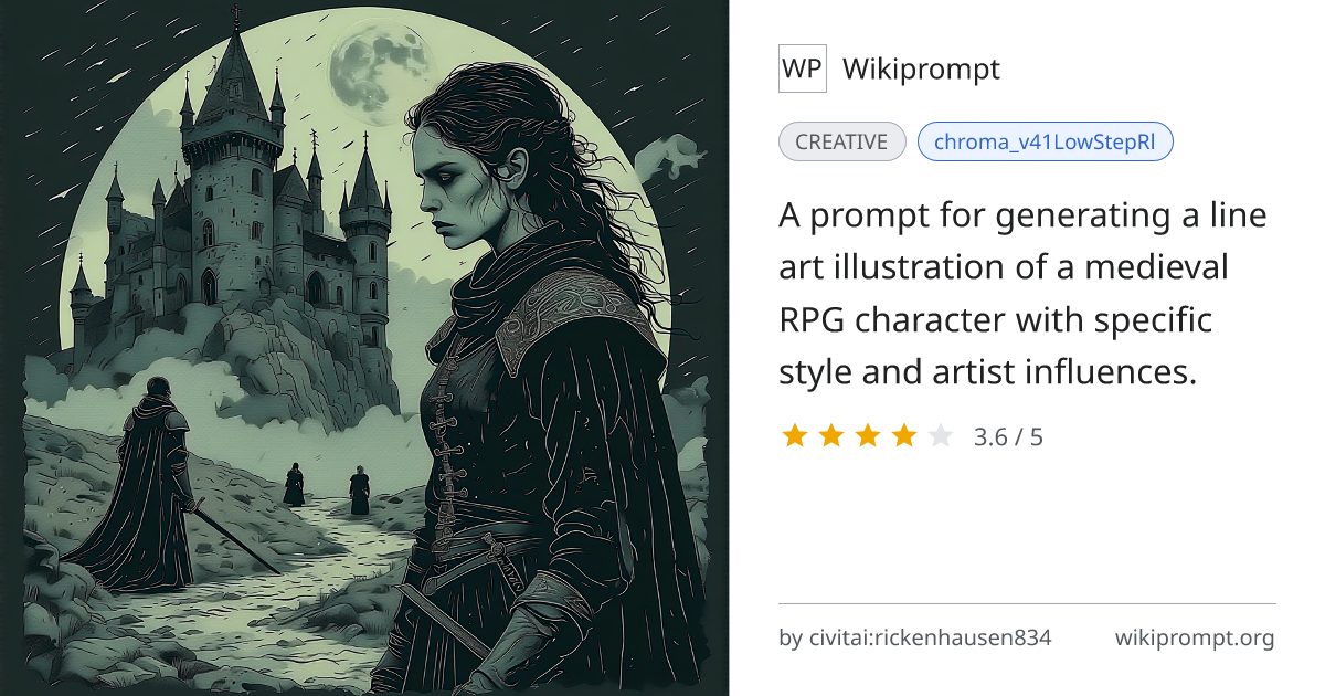 Line Art Medieval RPG Character | Wikiprompt