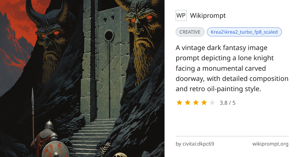 Lone Knight Before Colossal Stone Doorway | Wikiprompt