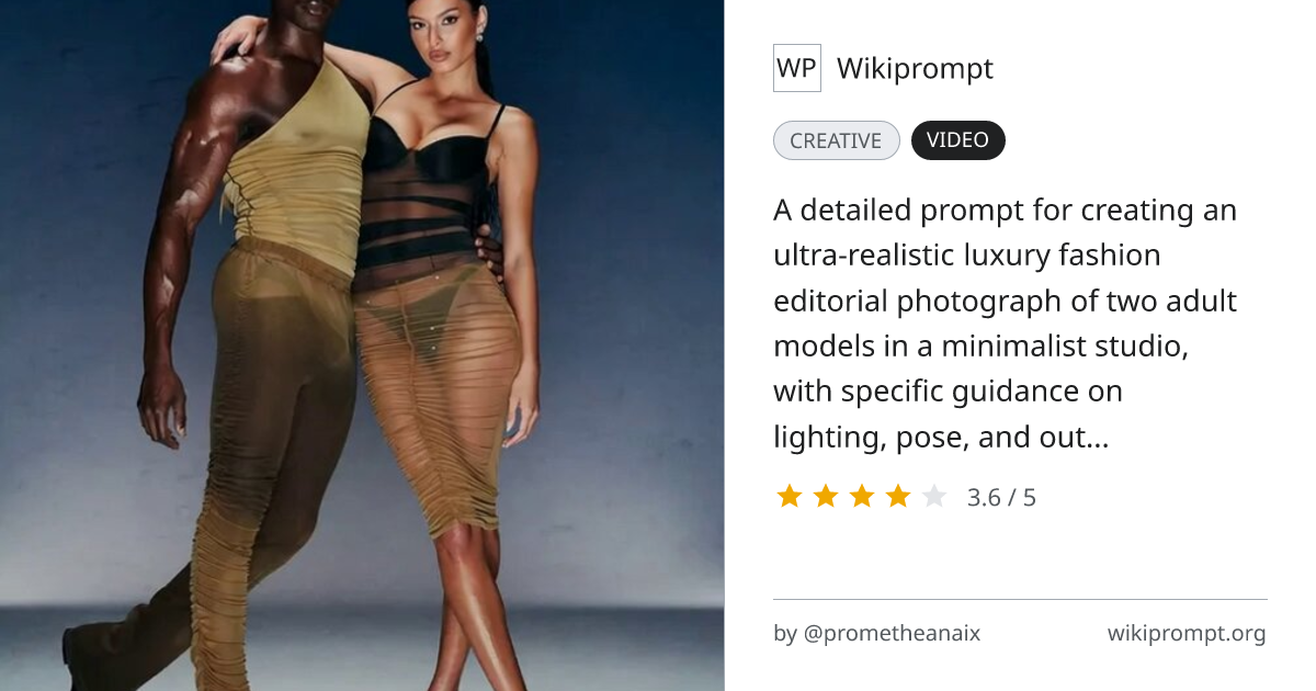 Luxury Fashion Editorial Photography Prompt | Wikiprompt