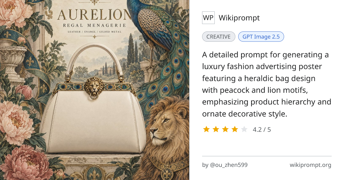 Luxury Fashion Poster: Heraldic Bag Ad | Wikiprompt