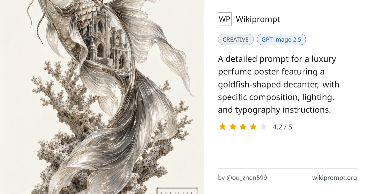 Luxury Perfume Poster: Goldfish Decanter | Wikiprompt