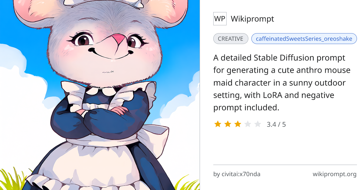Maid Mouse Furry Character Prompt | Wikiprompt