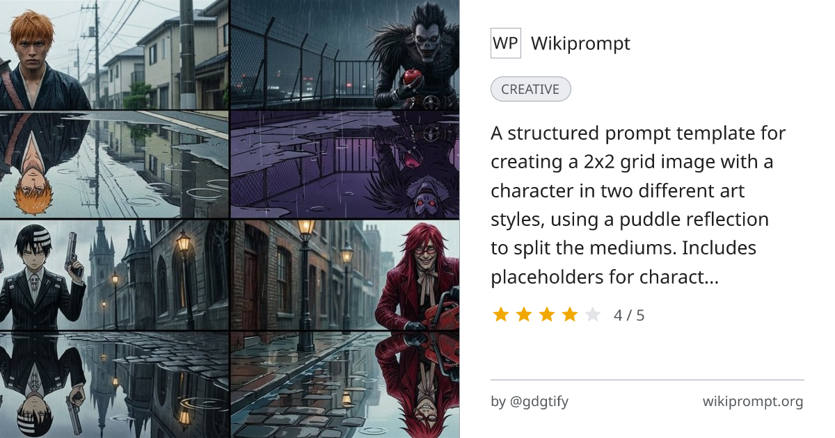 Manga Reflection Grid Prompt Template | Wikiprompt