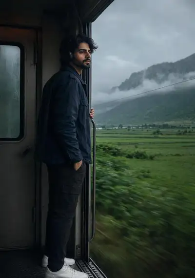 Moody Rainy Train Portrait - Cinematic 4K