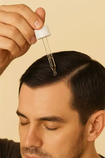 Hair Serum Application Close-Up
