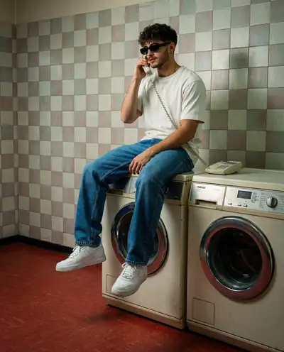 Vintage Laundromat Streetwear Portrait