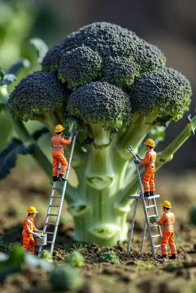 Broccoli Construction Empire Photorealistic Diorama