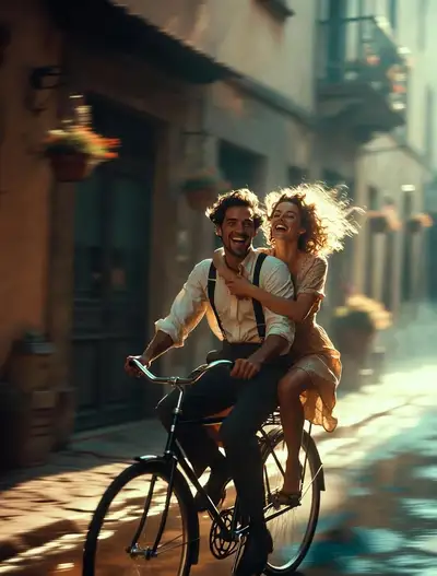 Cinematic Ride: Vintage Bicycle in Golden Hour