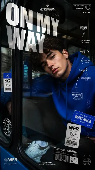 ON MY WAY streetwear bus window editorial poster