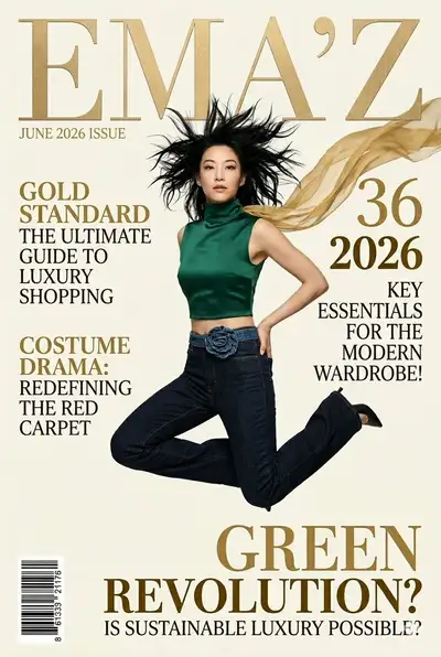 Fashion Magazine Cover: Emerald Green Edition