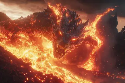 Volcanic Dragon Emergence - Image Prompt