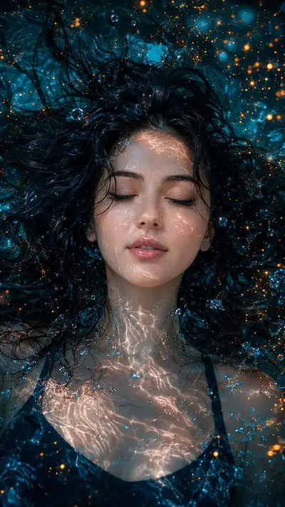 Dreaming Beneath Teal Waters - Cinematic Underwater Portrait