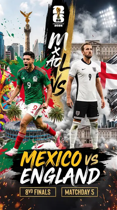 Mexico vs England World Cup match poster