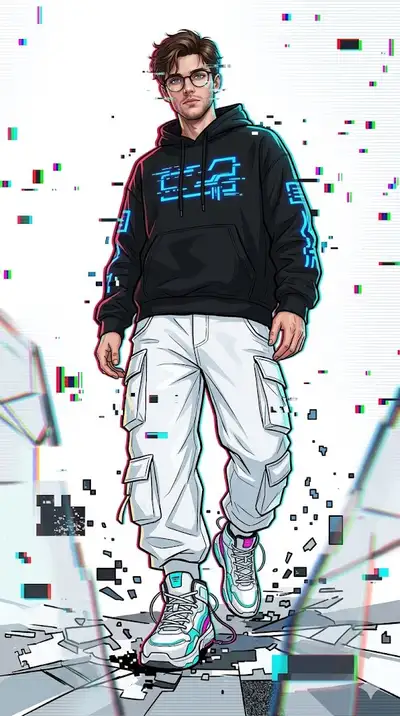 Dynamic Urban Illustration with Glitch Effects
