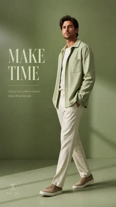 Pistachio-tone luxury menswear portrait prompt
