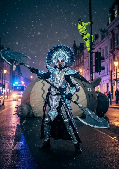 Chrome-Biolumineszenz-Sci-Fi-Schlacht in London