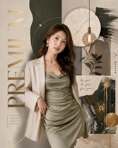 Earthy luxury fashion editorial collage poster