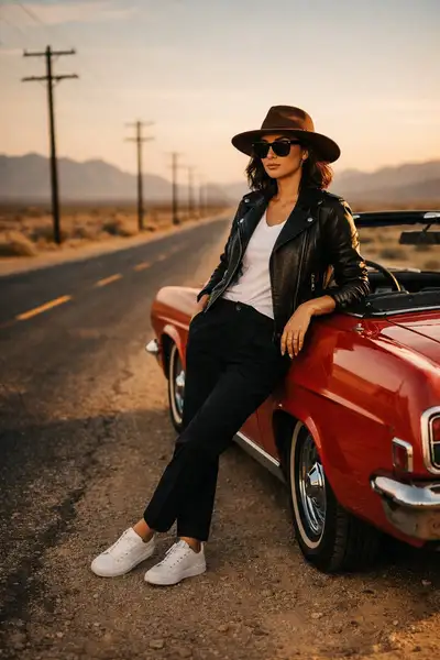 Cinematic Fashion Portrait at Golden Hour