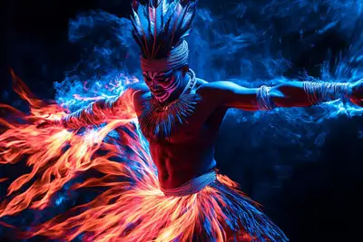 Infrared Tribal Fire Dancer Prompt