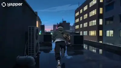 Vidéo de course-poursuite sur les toits d'un jeune parkour runner avec Seedance 2.0