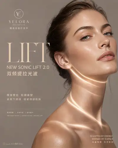 Pôster de Estética Médica Ultra Premium com Elevação por Ondas de Luz
