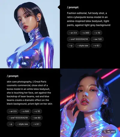 Retro Cyberpunk Korea Model in Latex Bodysuit