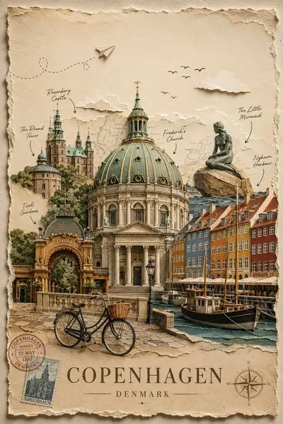 Vorlage für handgefertigtes Papercraft-Reiseposter