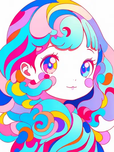 Psychedelic Kawaii Girl Portrait Prompt