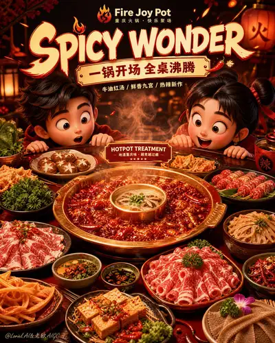 Premium Chongqing Hotpot Poster Prompt