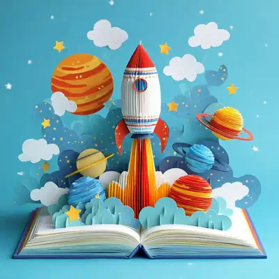 Rocket Launch Pop-Up Book Illustration
