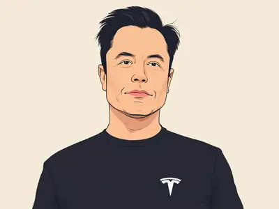 Flat Vector Illustration of Elon Musk