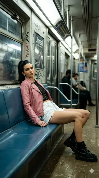 Photorealistic Subway Candid Portrait