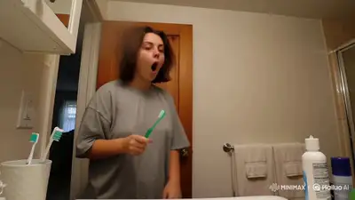 Prompt de Vídeo de Rotina Matinal no Banheiro