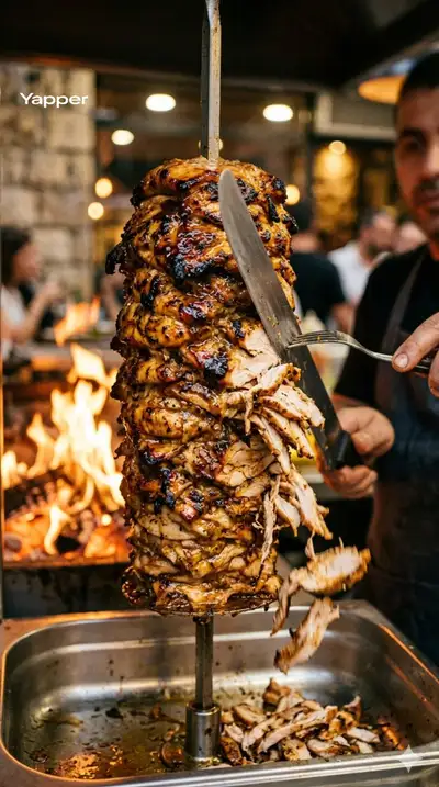 Cinematic Shawarma Rotisserie Close-Up