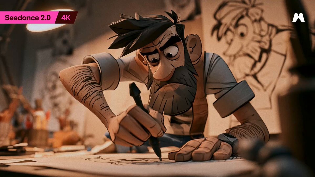 Seedance 2.0 comedy animation: a struggling animator finds his character
