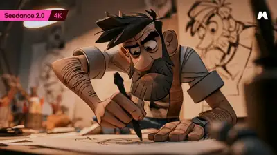 Seedance 2.0 comedy animation: a struggling animator finds his character