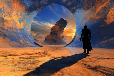 Synthetic Horizon Mirage Art Prompt
